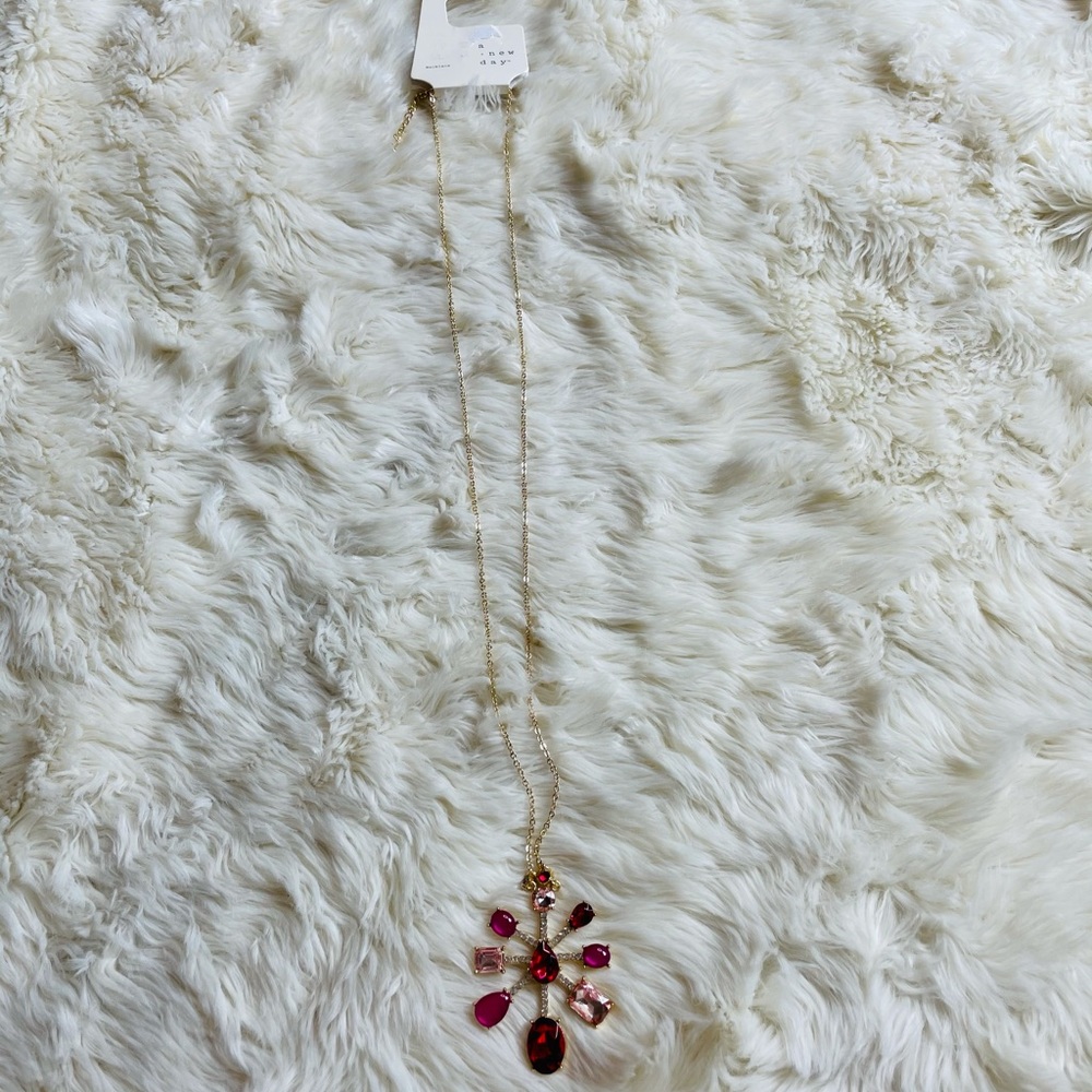 A New Day Pink Gemstone Statement Necklace NWT